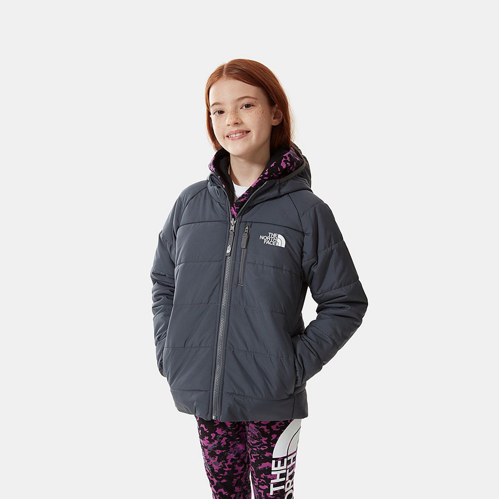 The North Face Jackets Girls Australia - The North Face Printed Reversible Perrito Grey (RKA-310578)